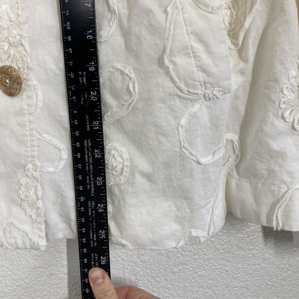 SIMONTON Says Jacket Womens Small White Cotton Floral Embroidered Boho Textured - Picture 8 of 16